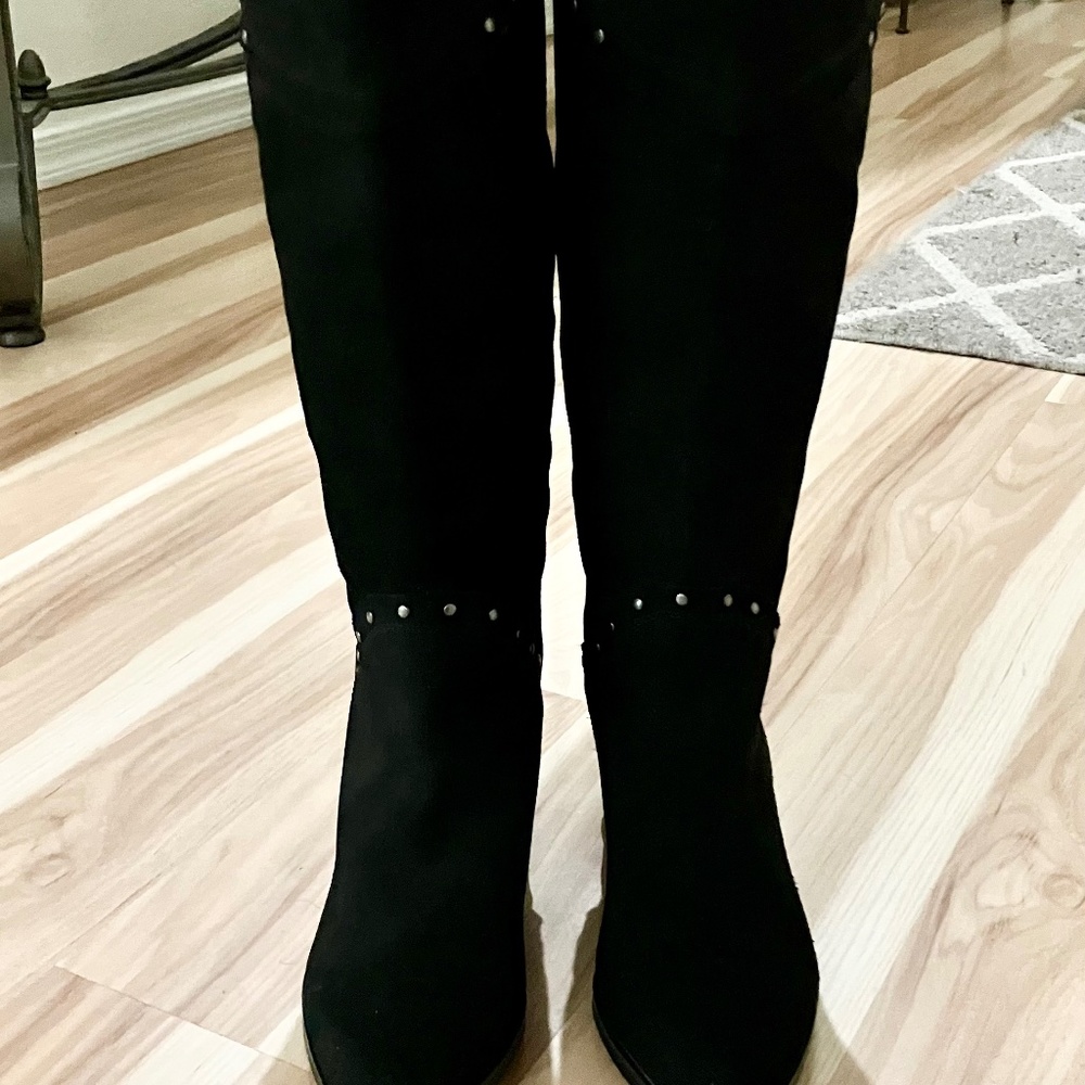 Reba Suede Leather Riveted High Boot